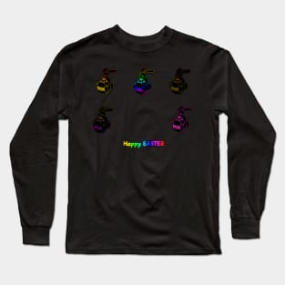 Happy  easter bunnies sticker pack Long Sleeve T-Shirt